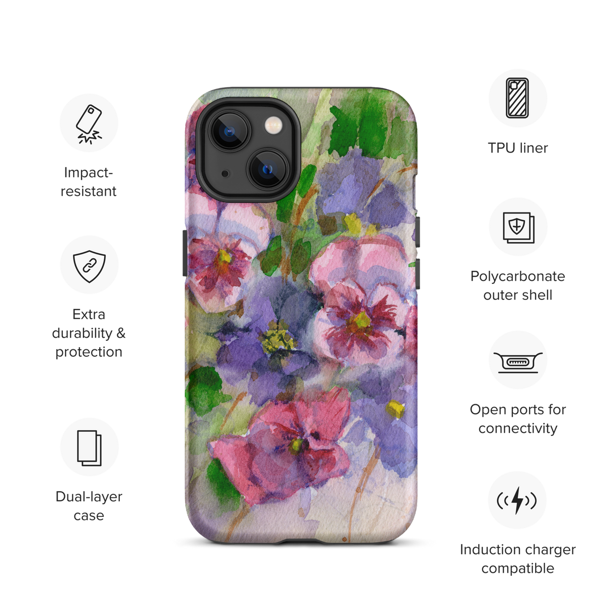 Watercolor Pansies Tough Case for iPhone®