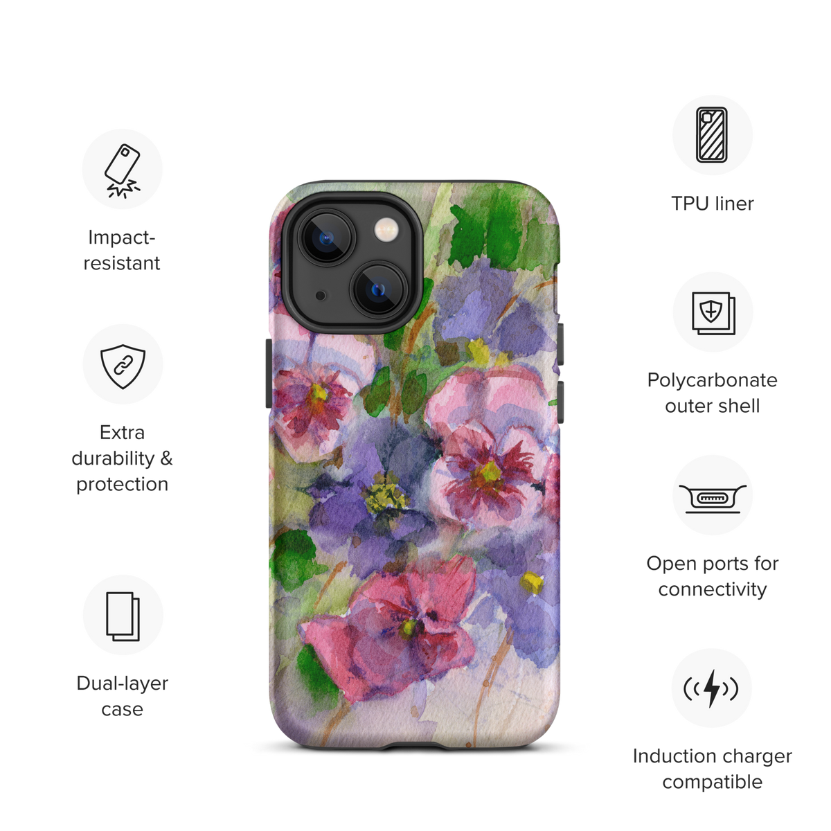 Watercolor Pansies Tough Case for iPhone®