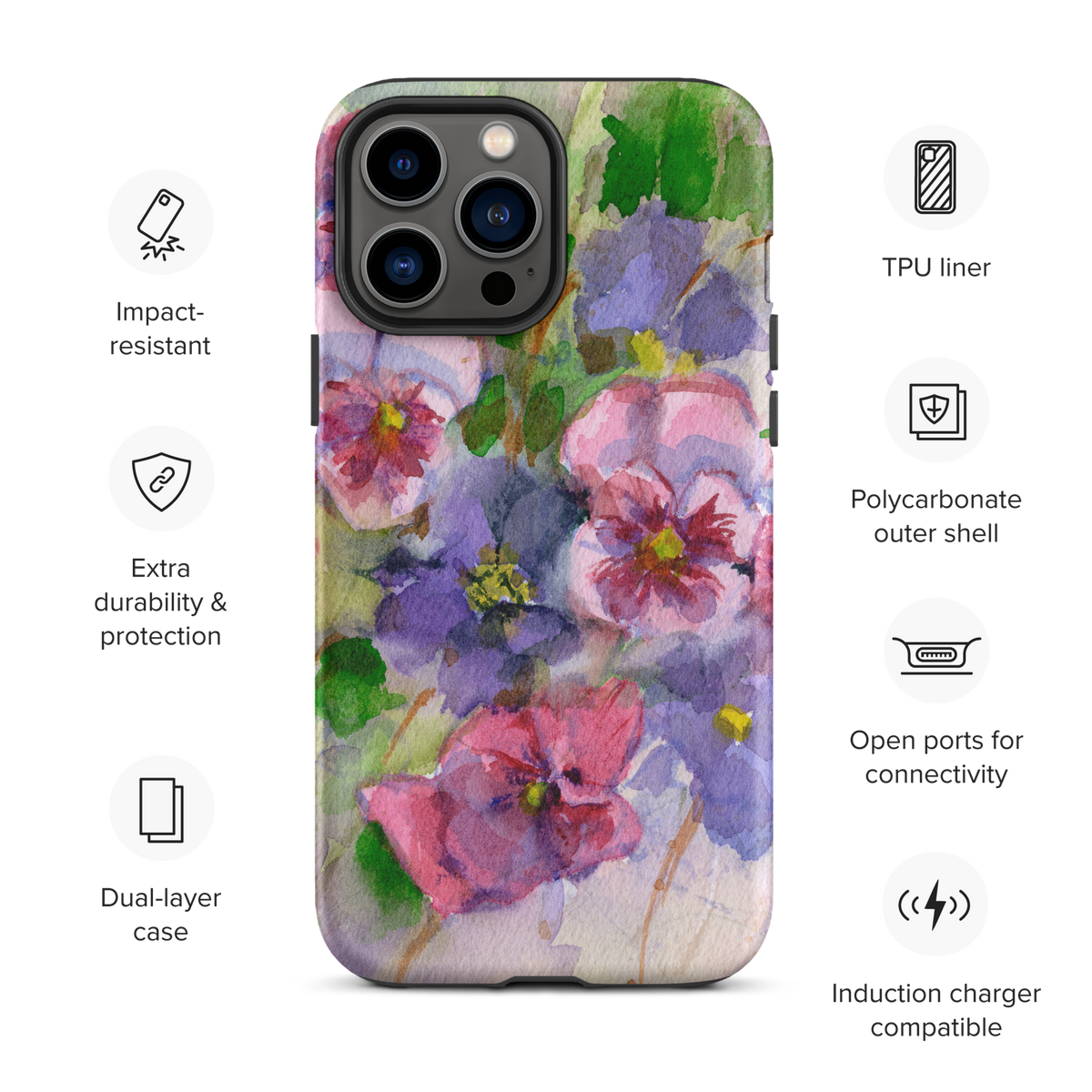 Watercolor Pansies Tough Case for iPhone®