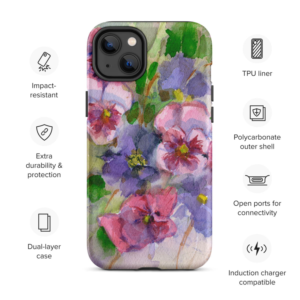 Watercolor Pansies Tough Case for iPhone®