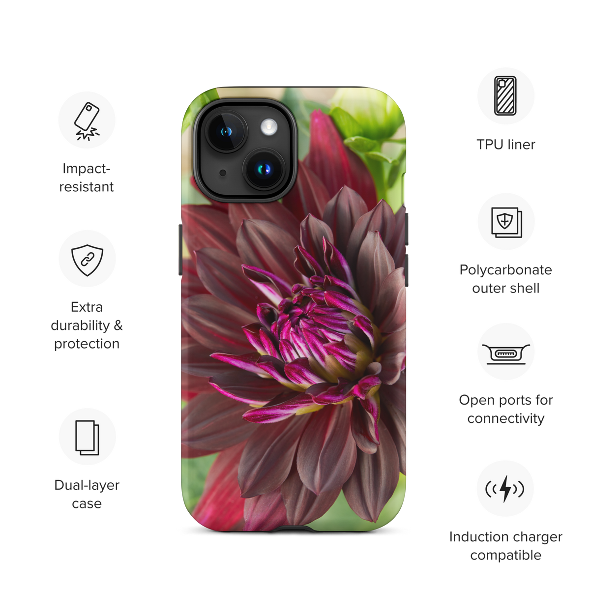 Black Dahlia Tough Case for iPhone®