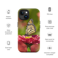 Monarch on Pink Zinnia Tough Case for iPhone