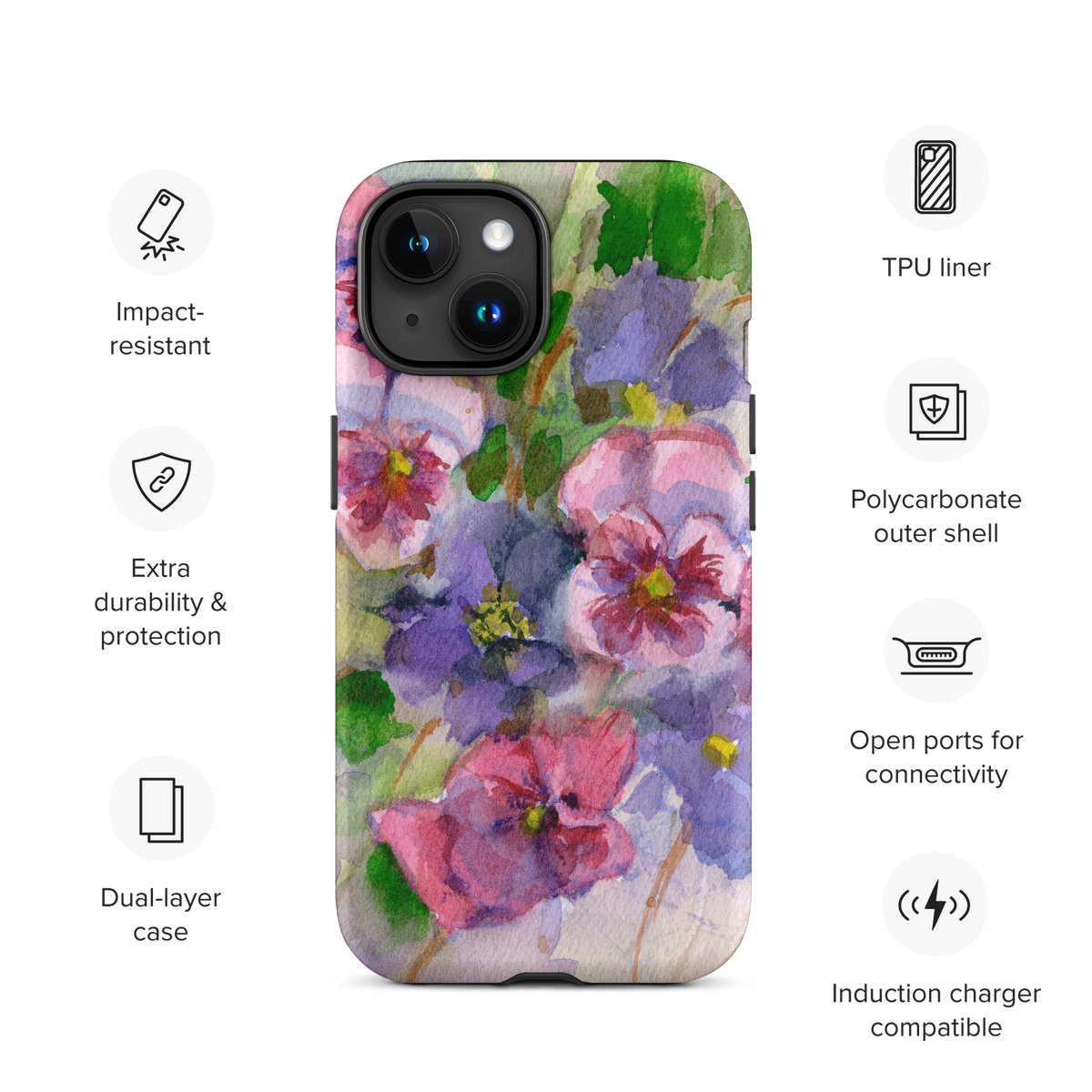 Watercolor Pansies Tough Case for iPhone®