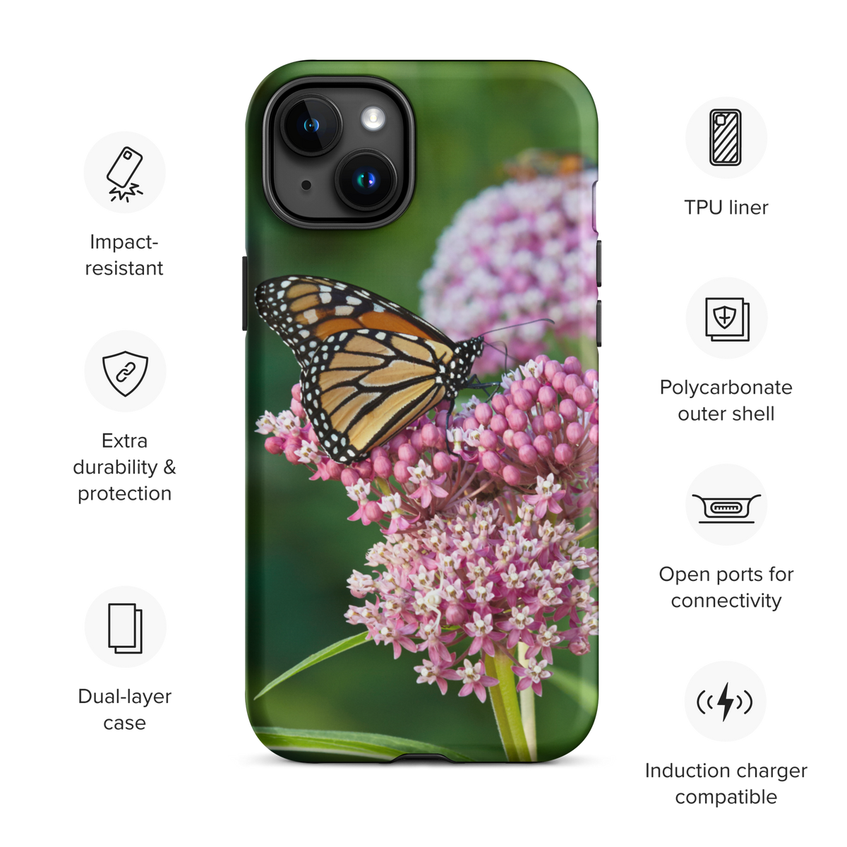 Monarch on Milkweed Tough Case for iPhone