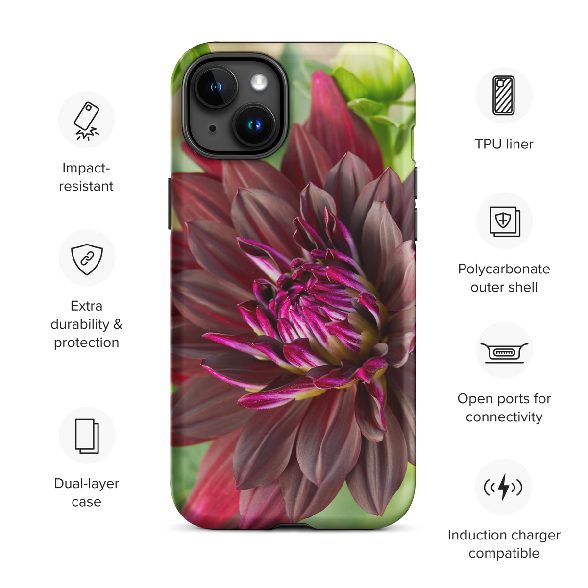 Black Dahlia Tough Case for iPhone®