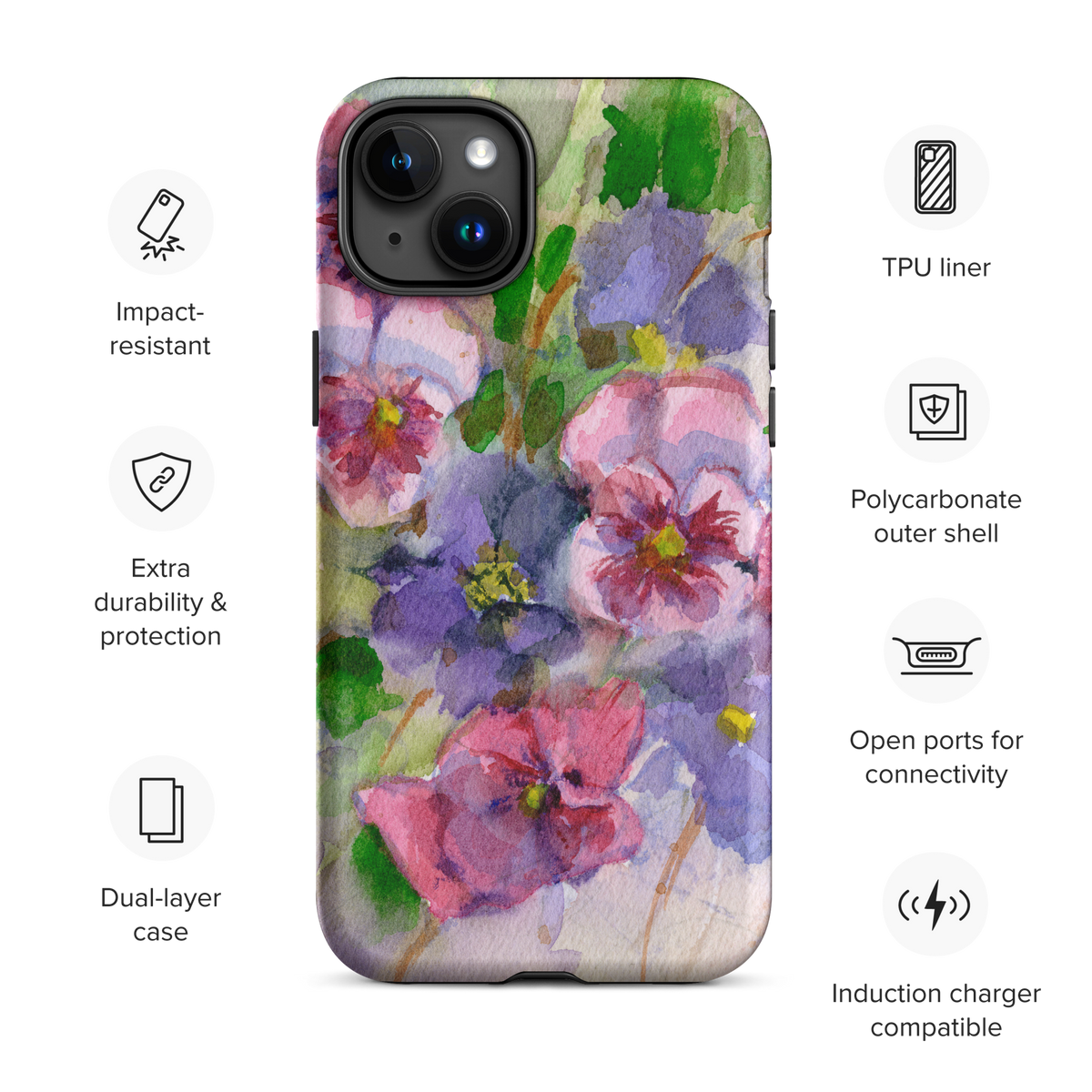 Watercolor Pansies Tough Case for iPhone®