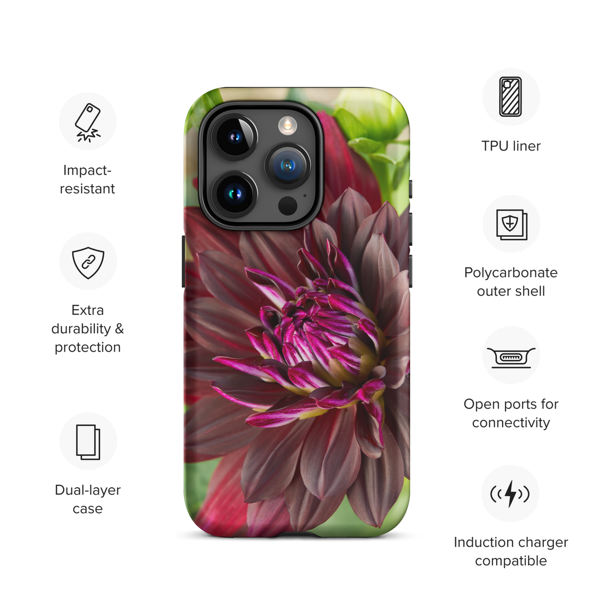Black Dahlia Tough Case for iPhone®