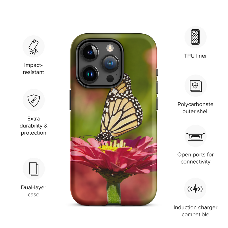 Monarch on Pink Zinnia Tough Case for iPhone