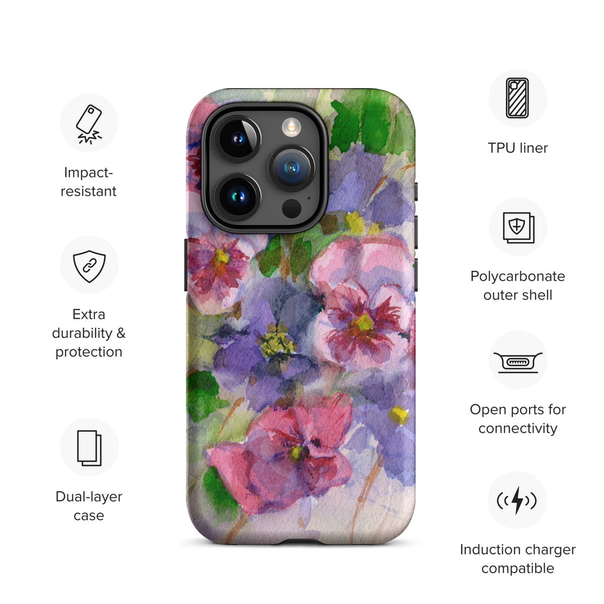 Watercolor Pansies Tough Case for iPhone®