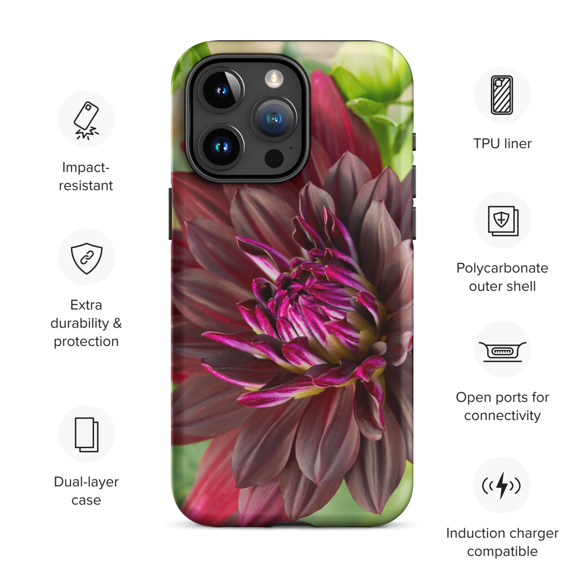 Black Dahlia Tough Case for iPhone®