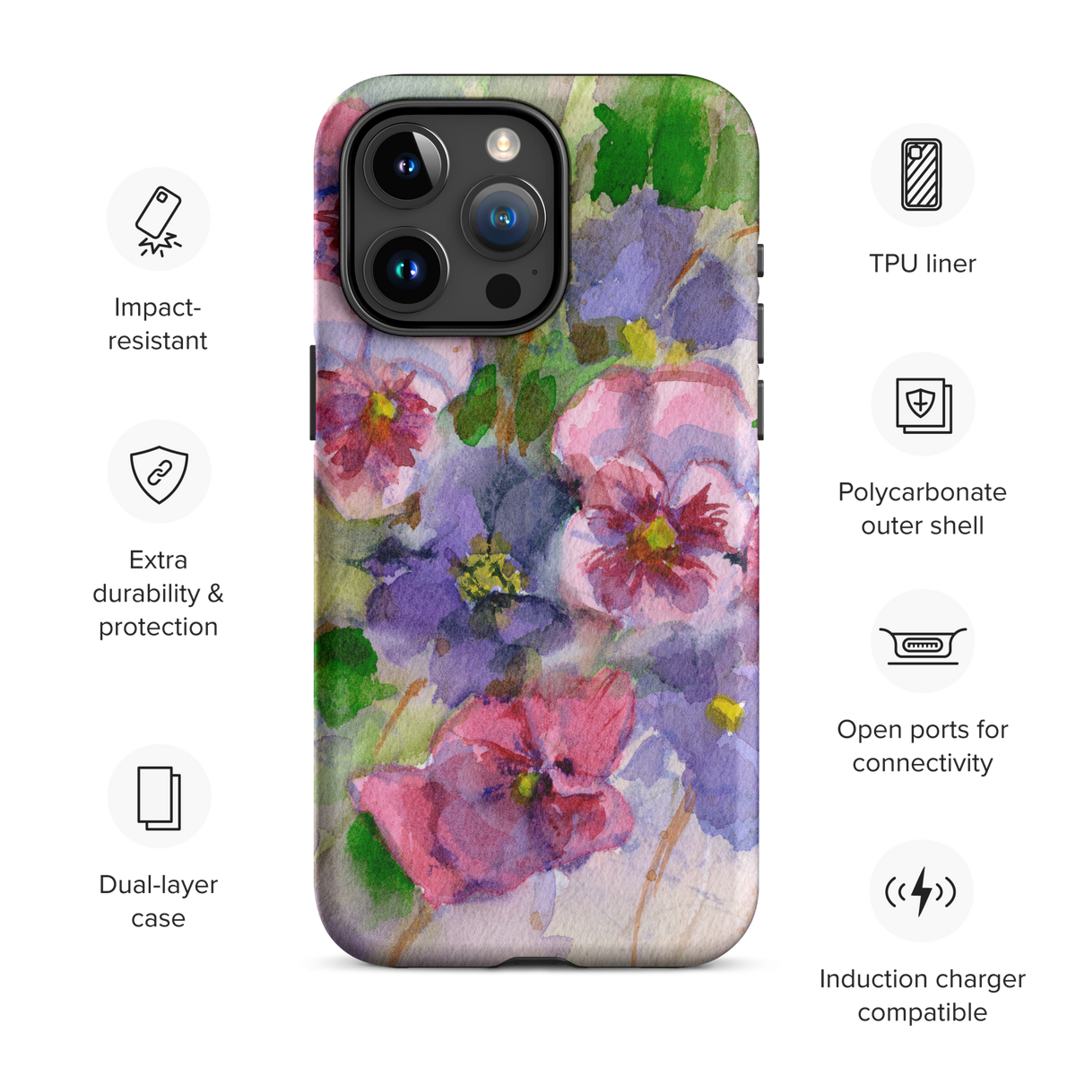 Watercolor Pansies Tough Case for iPhone®