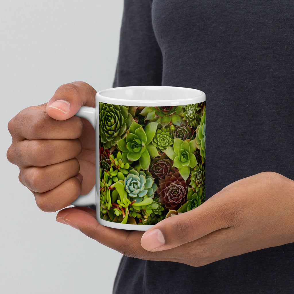 Succulent Print Glossy Mug