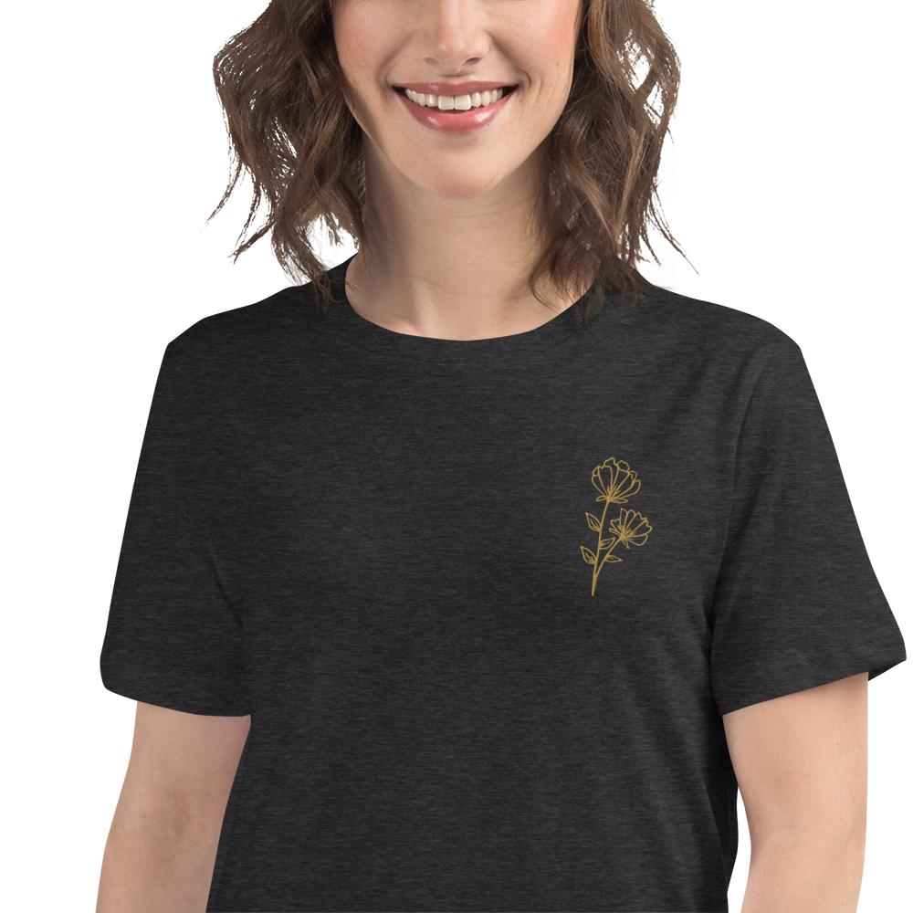 Floral Embroidered Women's Relaxed T-Shirt