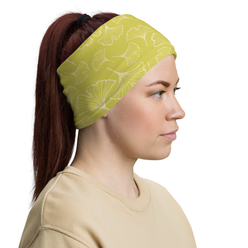 Ginkgo Leaf Neck Gaiter (Almond Oil/Green Sheen)