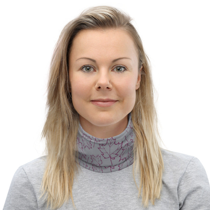 Maple Leaf Neck Gaiter (Magenta Purple/Sleet)