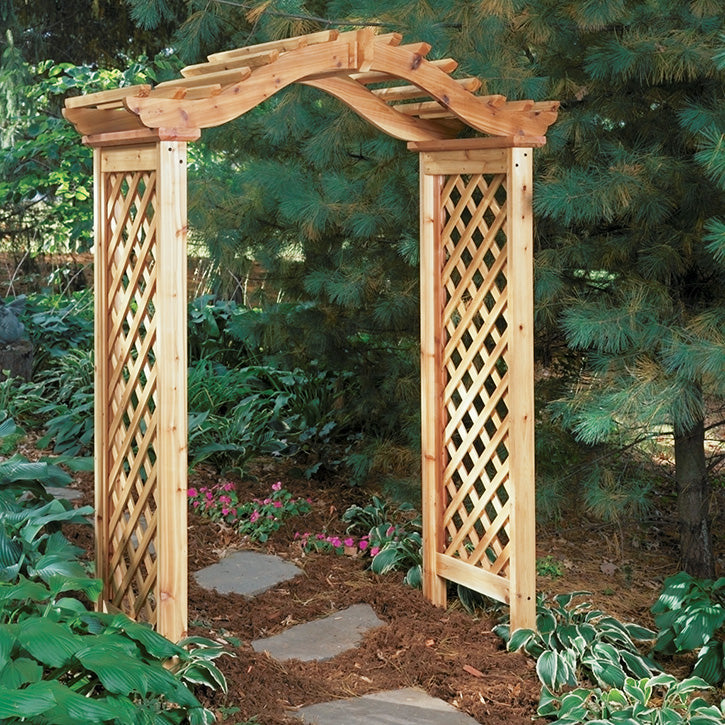 wooden arch trellis plans Weekend Arbor Woodworking Plan