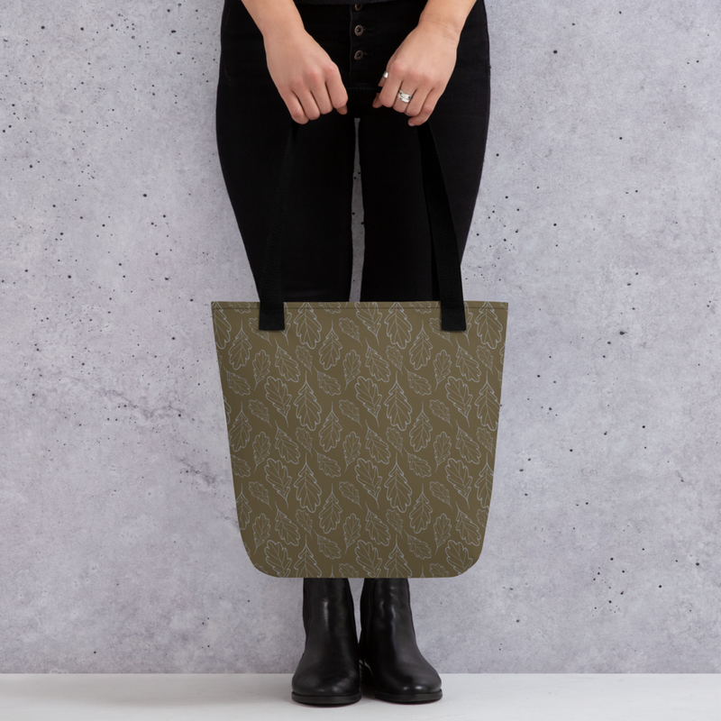 Oak Leaf Tote Bag (Sleet/Military Olive)