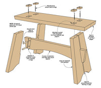Diagram of simple garden bench construction