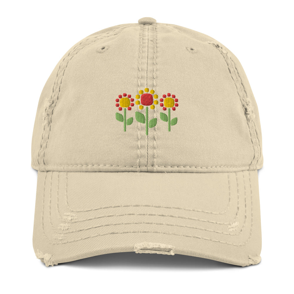 Sunflower Trio Distressed Dad Hat