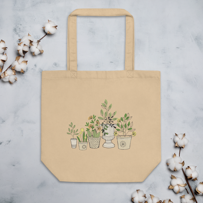Illustrated Container Garden Organic Cotton Tote Bag
