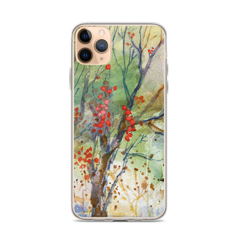 Winter Berries Watercolor iPhone Case