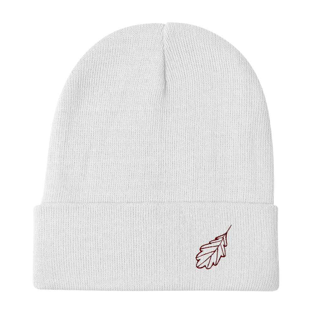 Oak Leaf Embroidered Beanie