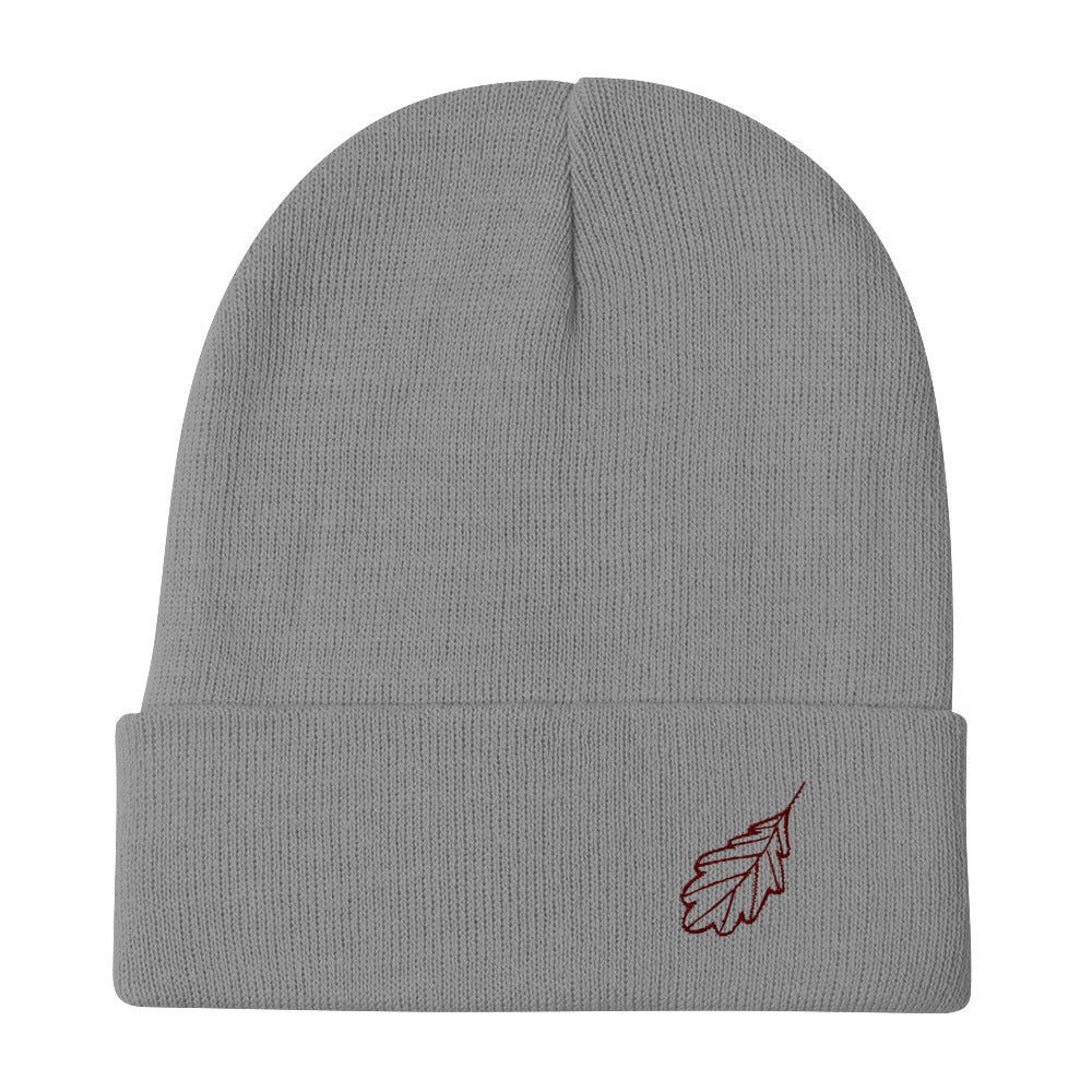 Oak Leaf Embroidered Beanie