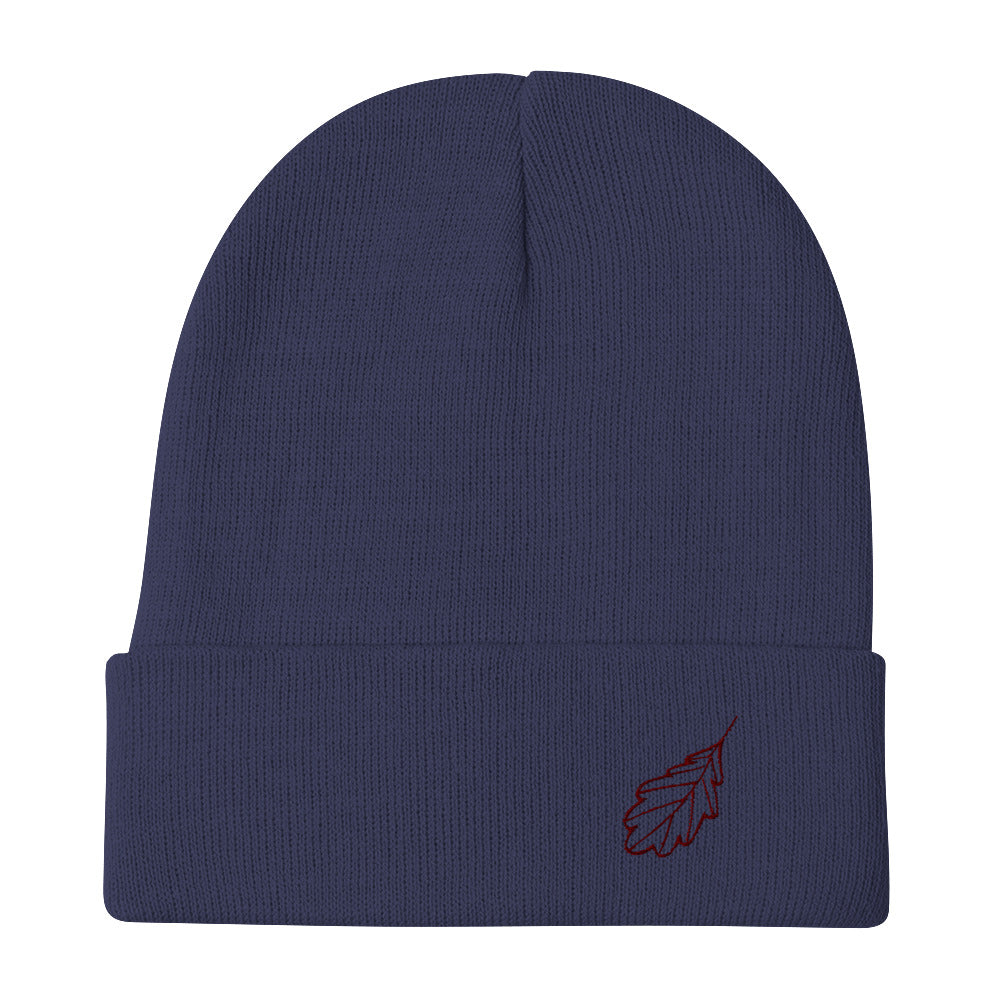 Oak Leaf Embroidered Beanie