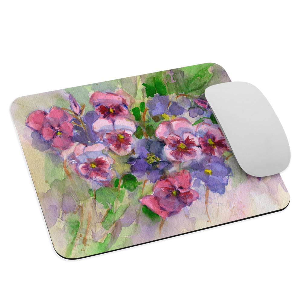 Pansy Illustration Mouse Pad