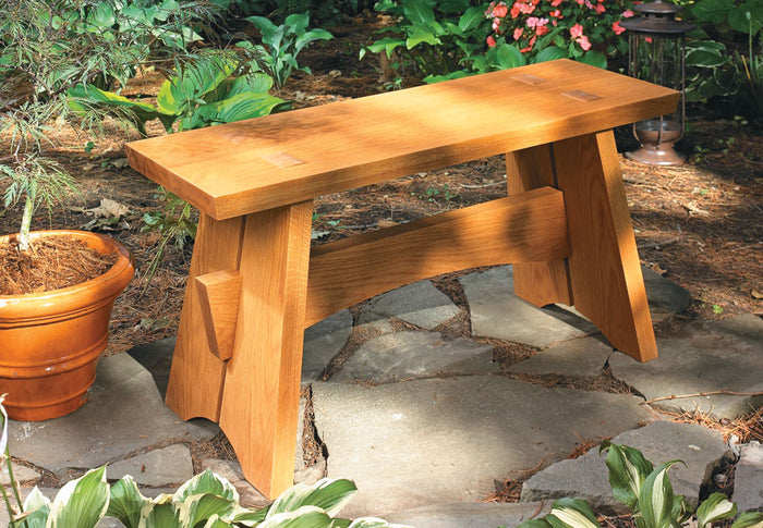 Simple wooden garden bench