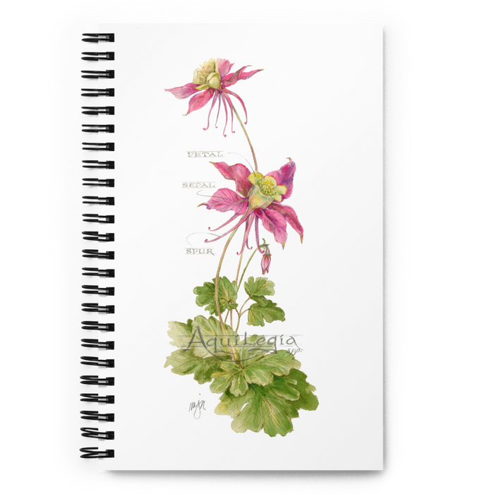 Columbine Botanical Illustration Spiral Notebook