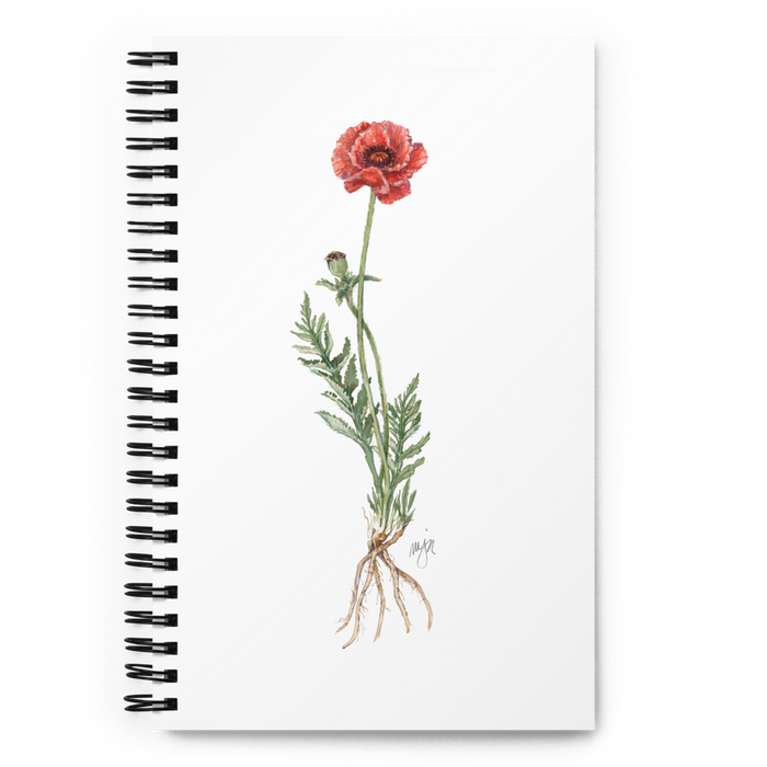 Poppy Botanical Illustration Spiral Notebook