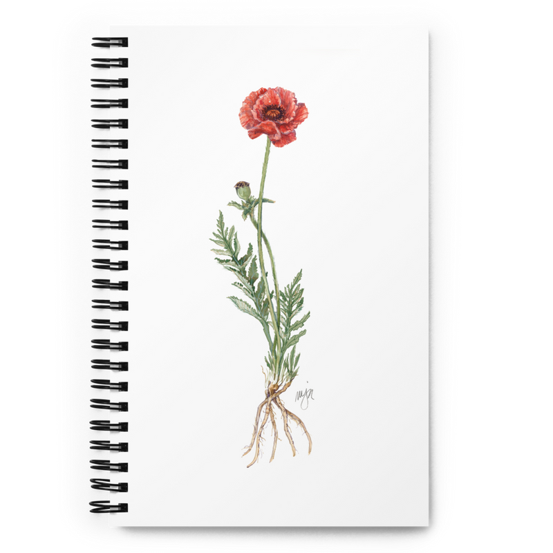 Poppy Botanical — Spiral Notebook