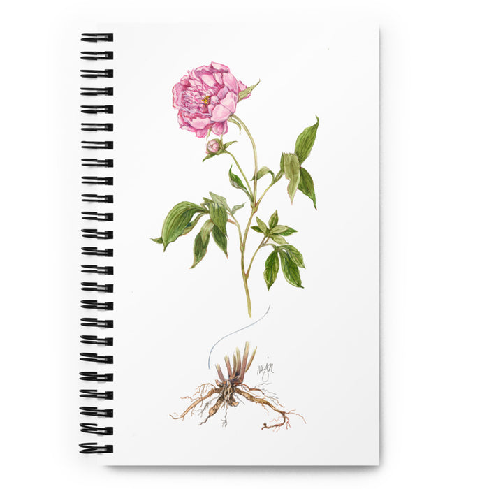 Peony Botanical Illustration Spiral Notebook