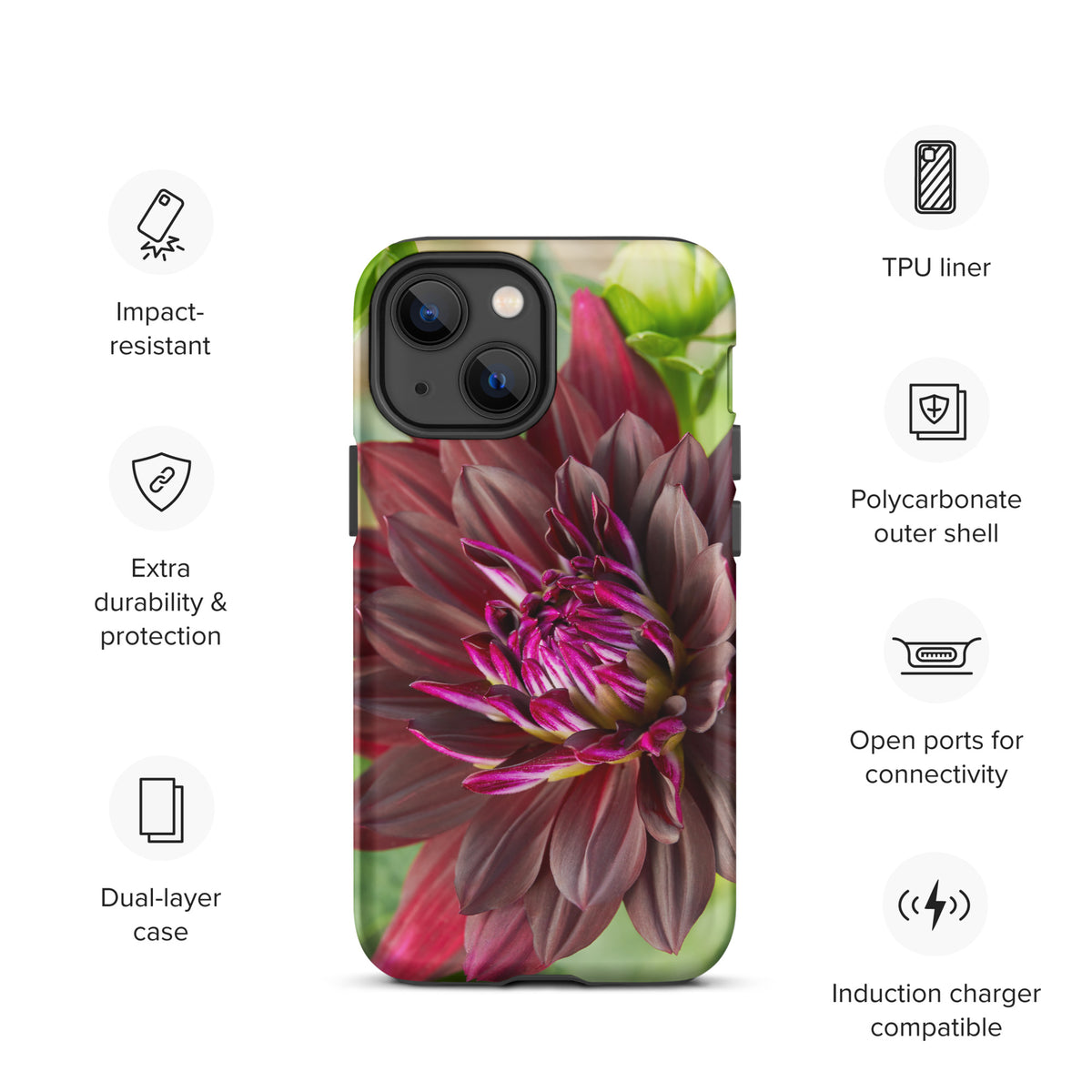 Black Dahlia Tough Case for iPhone®