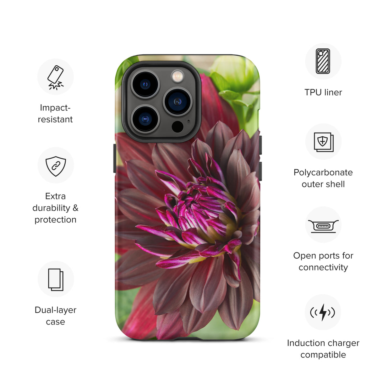 Black Dahlia Tough Case for iPhone®