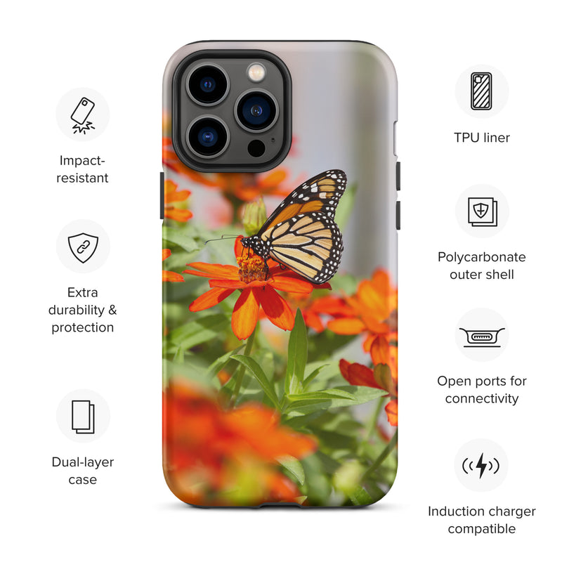 Monarch on Zinnia Tough iPhone Case