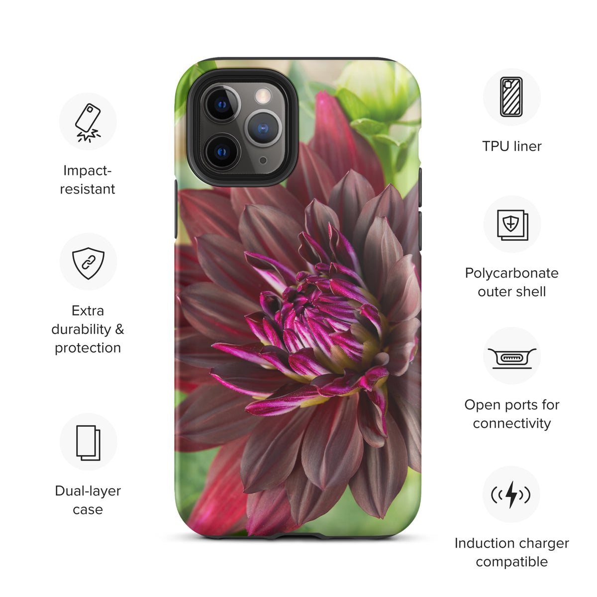 Black Dahlia Tough Case for iPhone®