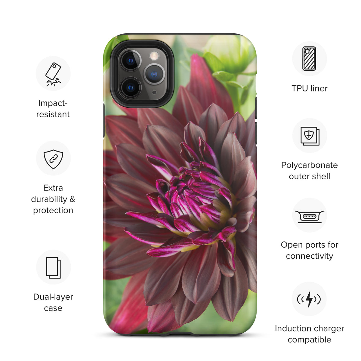 Black Dahlia Tough Case for iPhone®