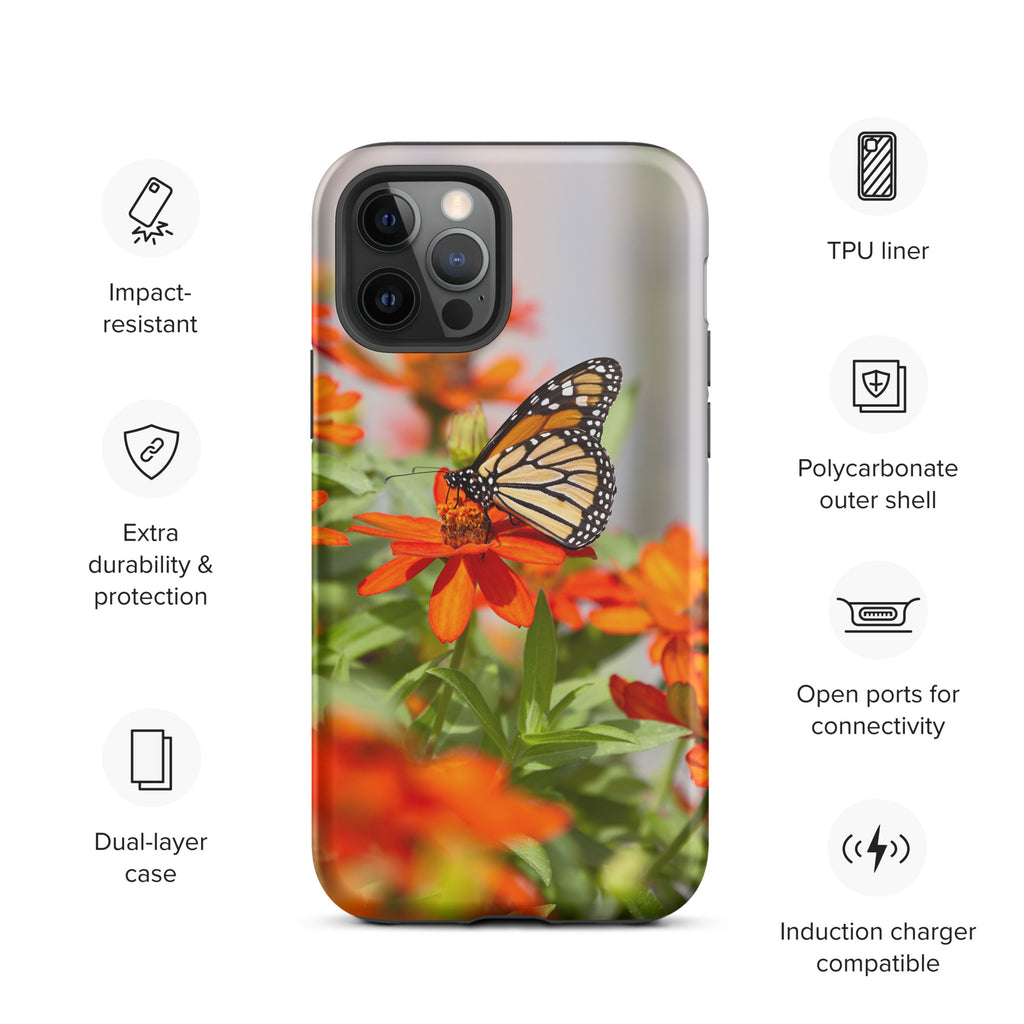 Monarch on Zinnia Tough iPhone Case