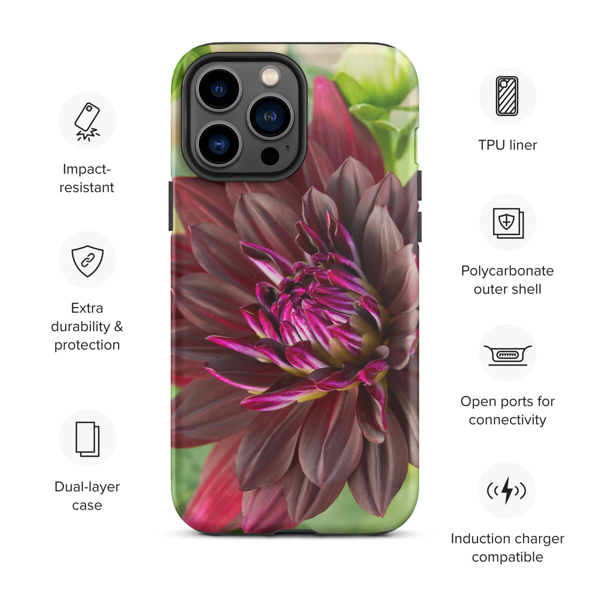 Black Dahlia Tough Case for iPhone®