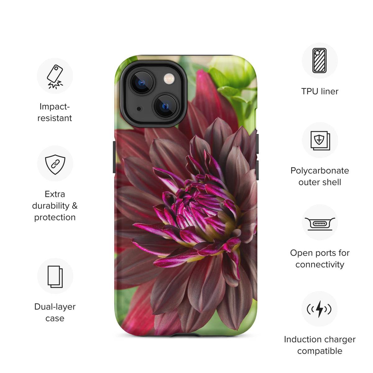 Black Dahlia Tough Case for iPhone®