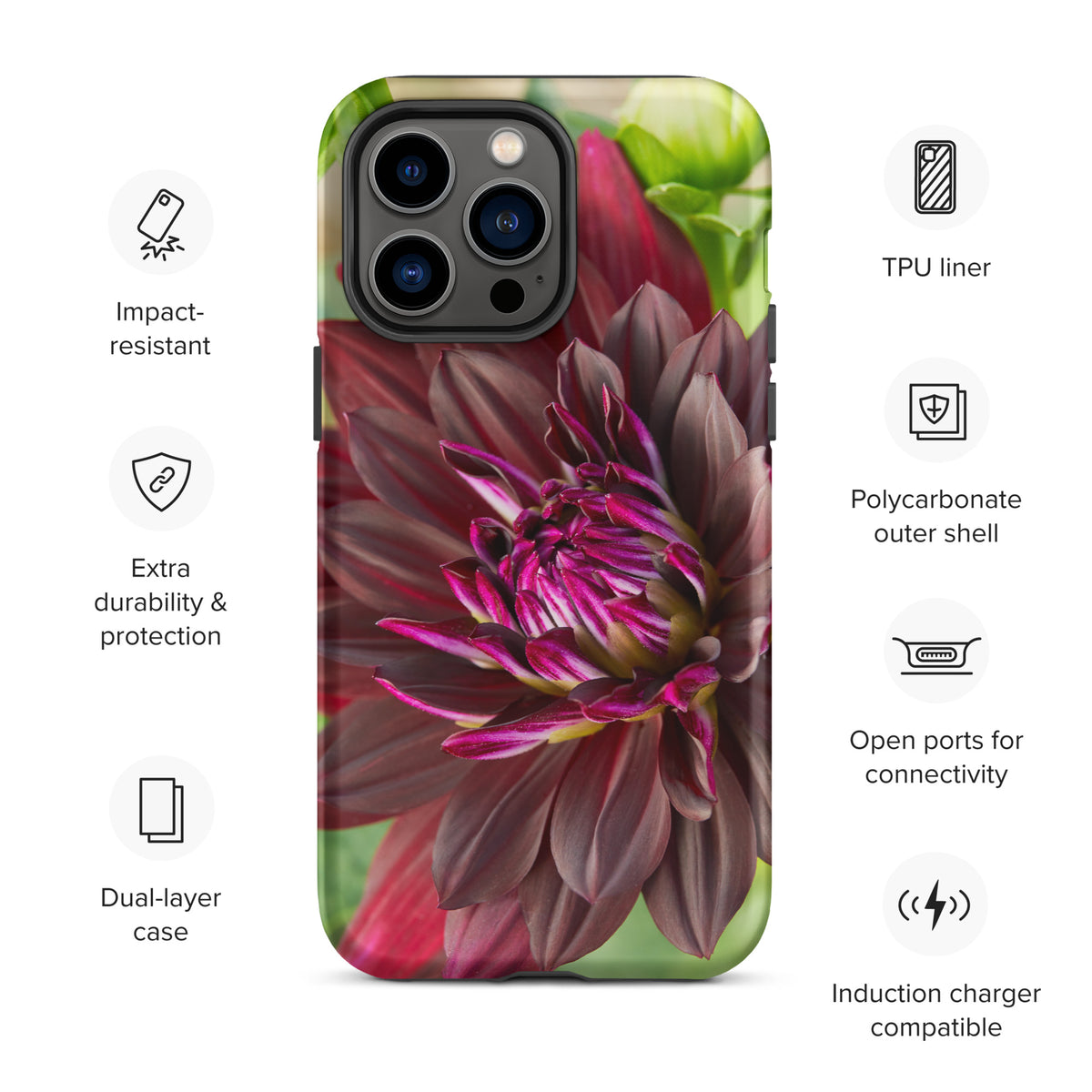 Black Dahlia Tough Case for iPhone®