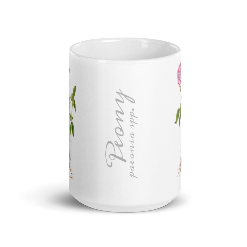 Peony Botanical — White Glossy Mug