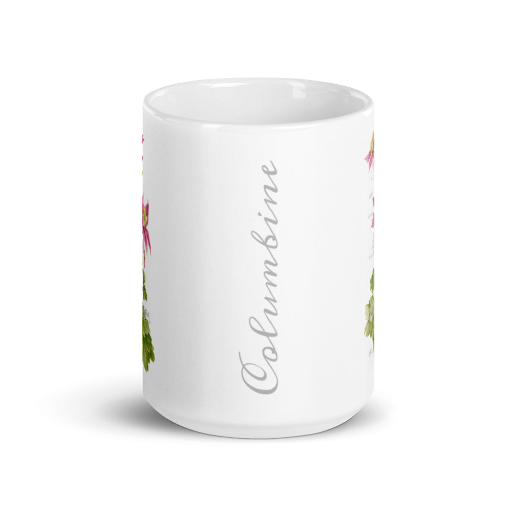 Columbine Botanical — White Glossy Mug