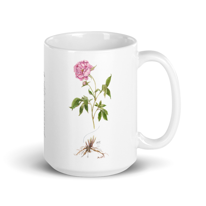 Peony Botanical — White Glossy Mug