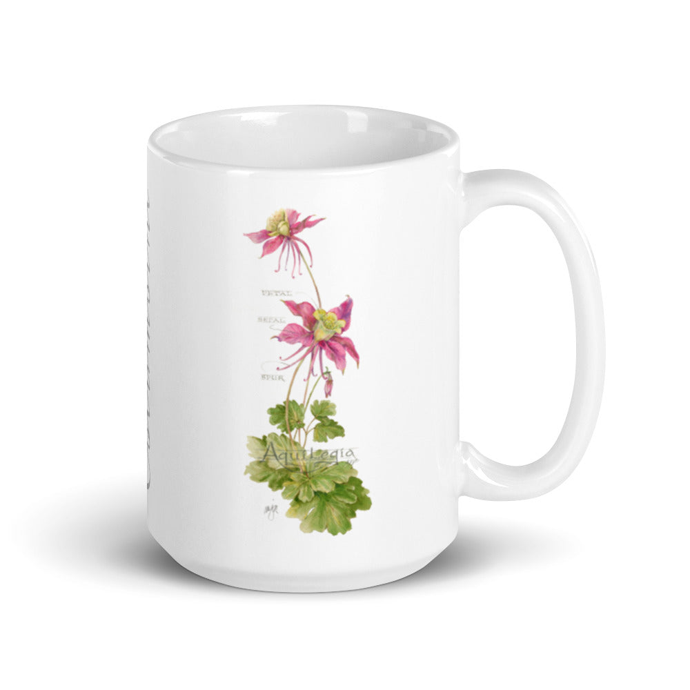 Columbine Botanical — White Glossy Mug