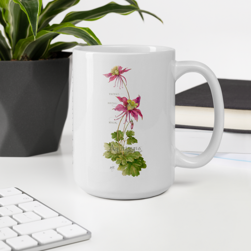 Columbine Botanical — White Glossy Mug